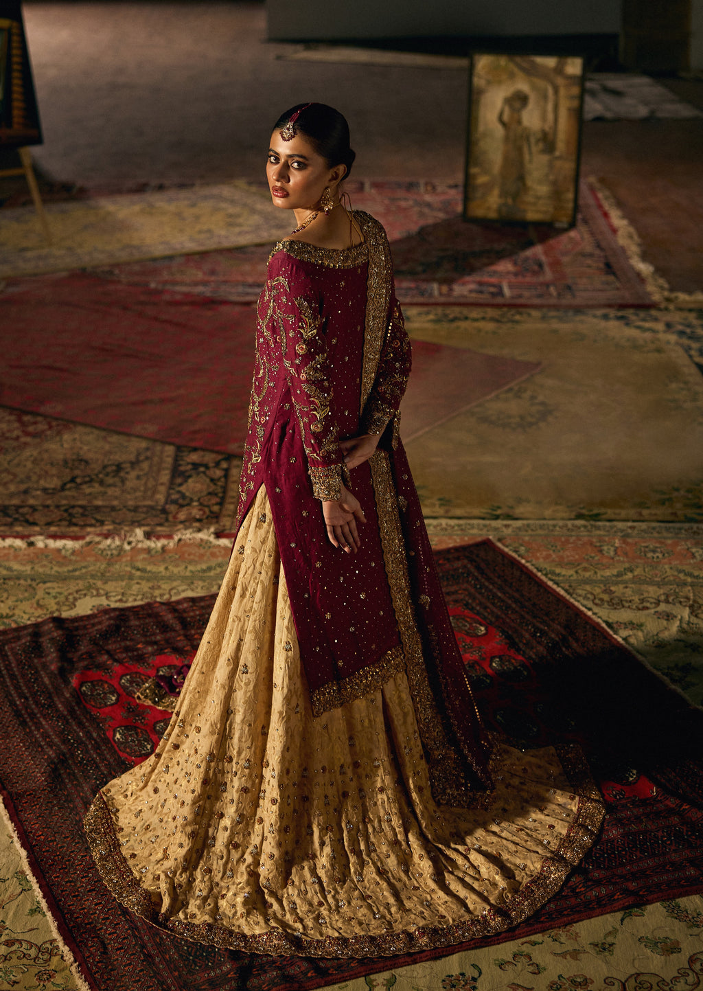 Vermillion Red – Haniya Maison Nikkah | Wedding Wear – view 3