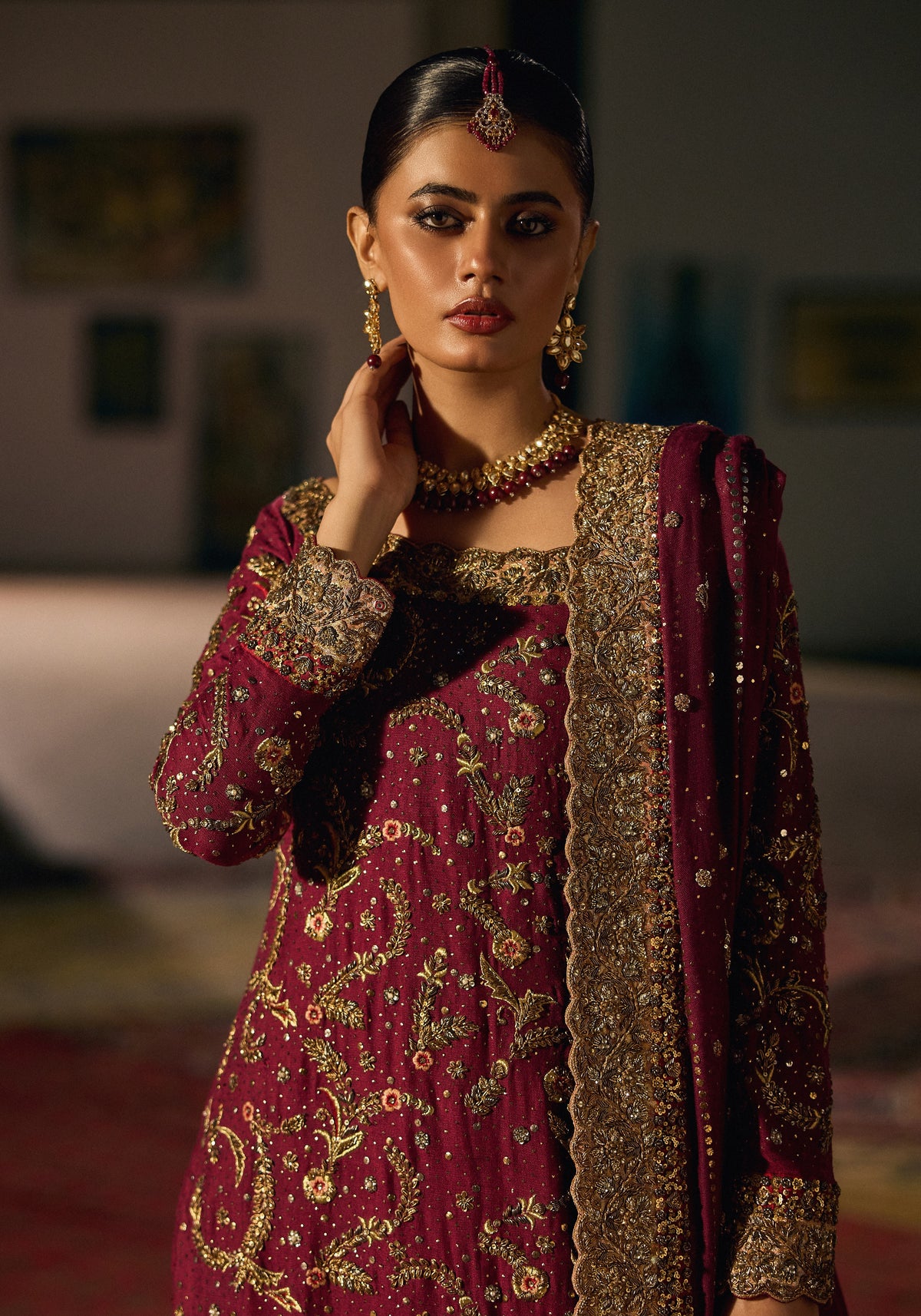Vermillion Red – Haniya Maison Nikkah | Wedding Wear – view 4